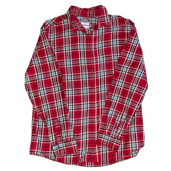 Merona Other - Men Merona Flannel  Red And Black Multi Color Plaid Print Shirt Preowned XL GUC